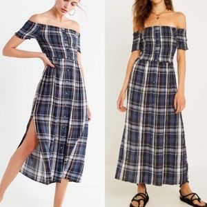 UO Monica Smocked Off-The-Shoulder Midi Dress